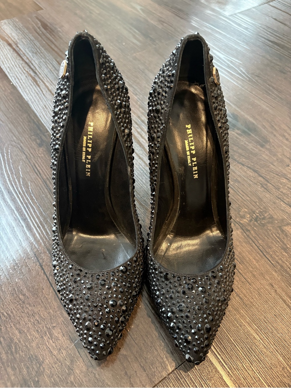 Philipp Plein Black Crystal Studded Pointed Pumps